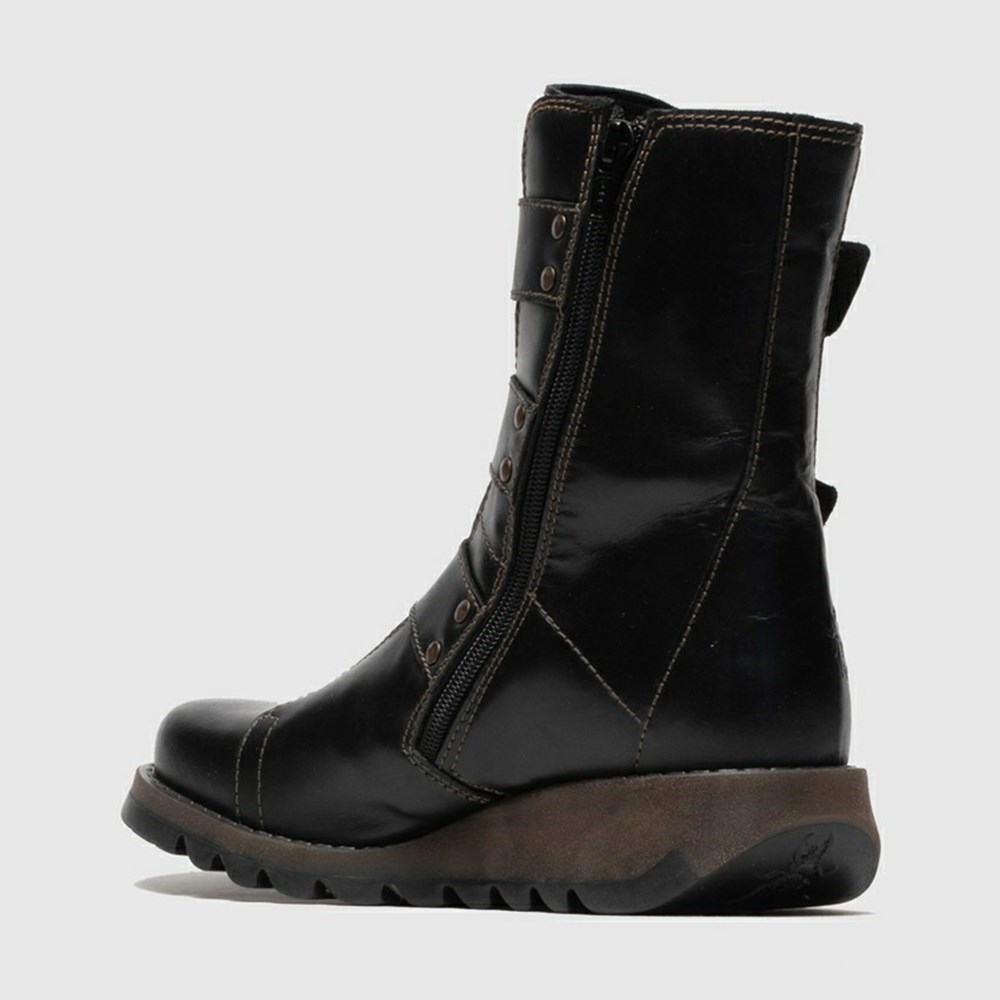 Zapatos Cuña Fly London Scop110fly Mujer Negras | 2109-EVWTU