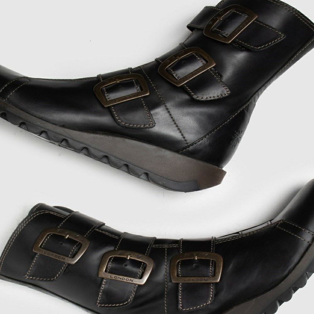 Zapatos Cuña Fly London Scop110fly Mujer Negras | 2109-EVWTU