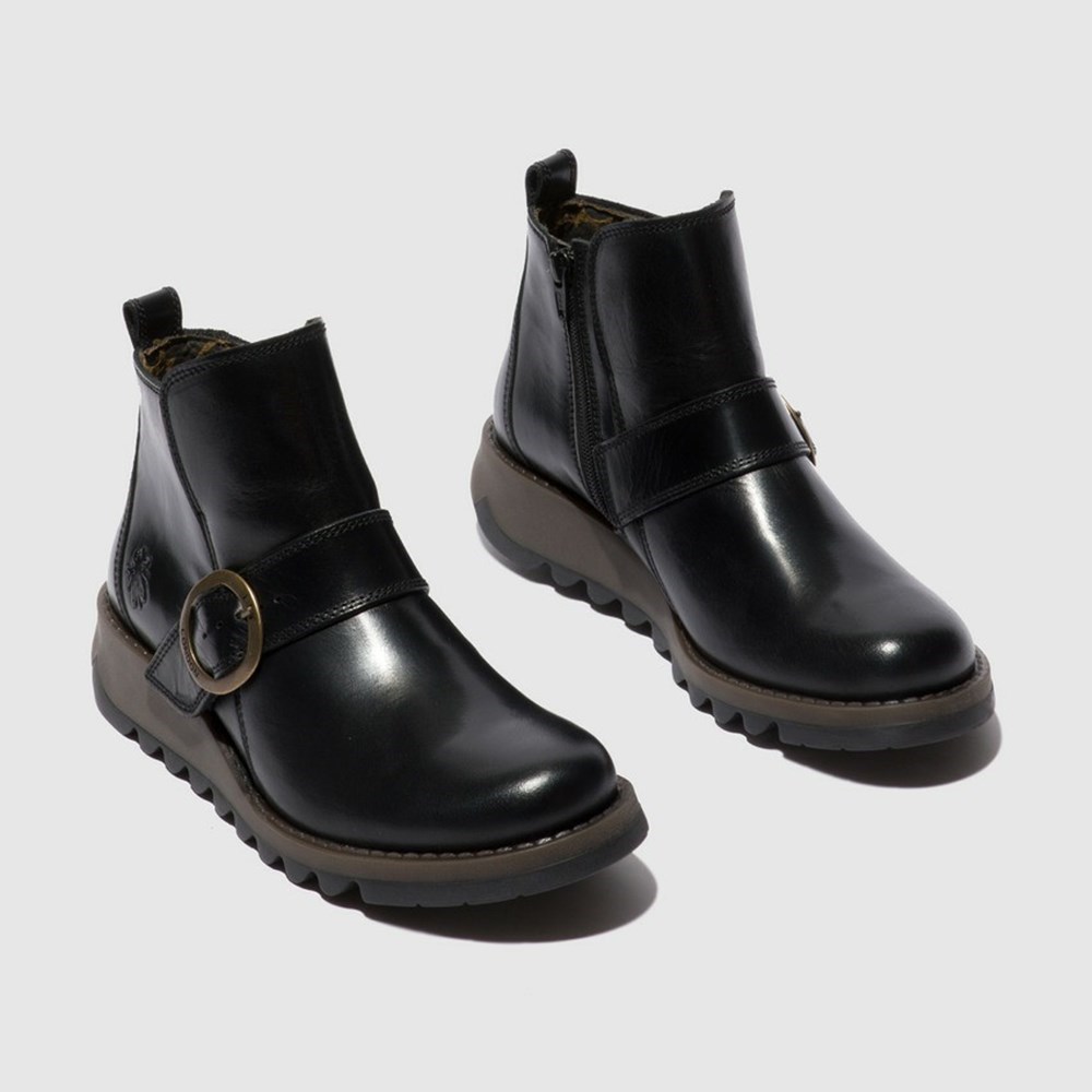 Zapatos Cuña Fly London Sias812fly Mujer Negras | 7894-JENWU