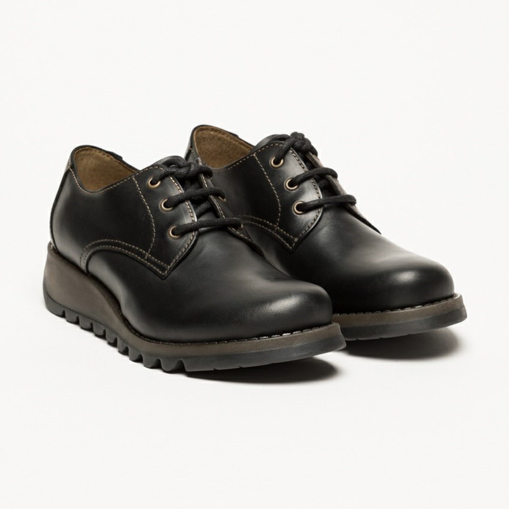 Zapatos Cuña Fly London Simb389fly Mujer Negras | 6382-MFBCN