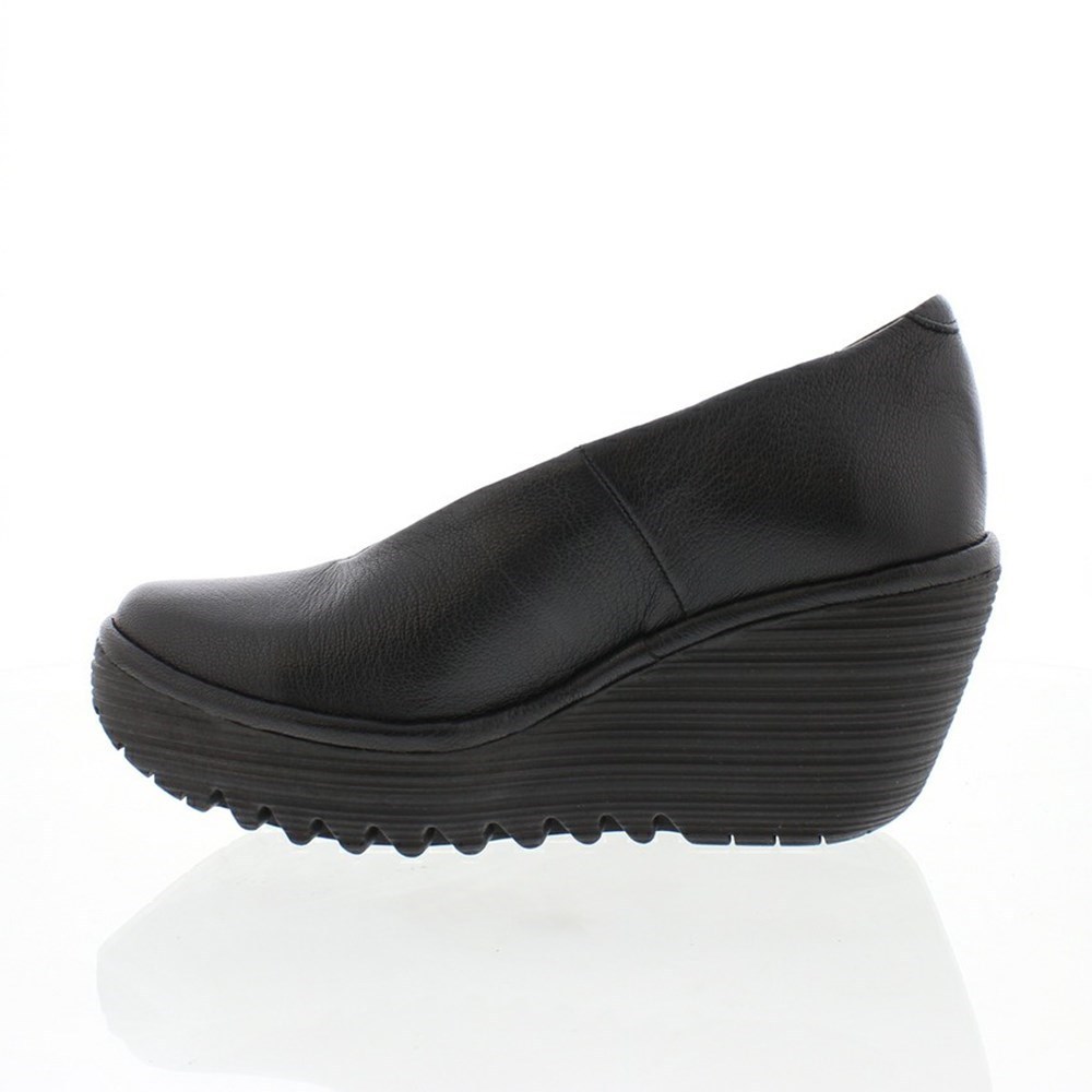 Zapatos Cuña Fly London YAZ Mujer Negras | 0846-YJDVI
