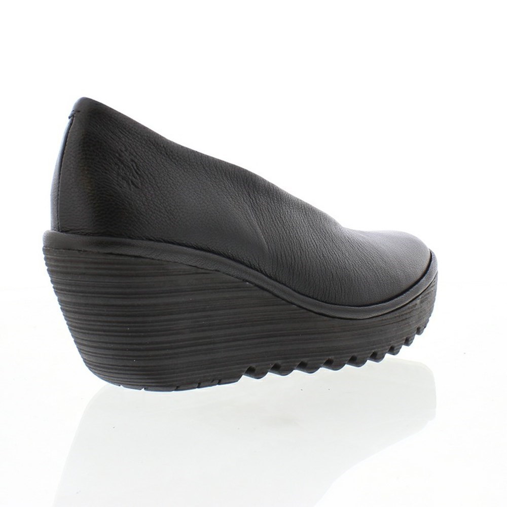Zapatos Cuña Fly London YAZ Mujer Negras | 0846-YJDVI