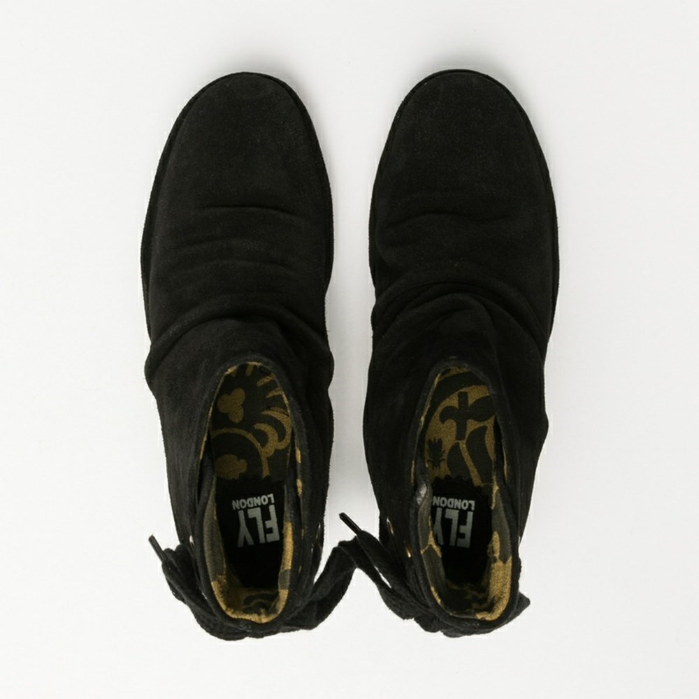 Zapatos Cuña Fly London Yama Mujer Negras | 4671-ZAKUL
