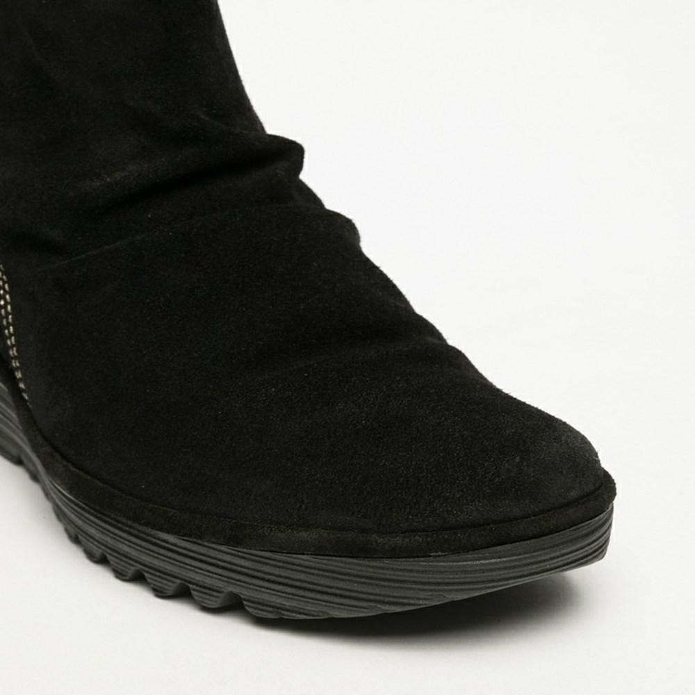 Zapatos Cuña Fly London Yama Mujer Negras | 4671-ZAKUL