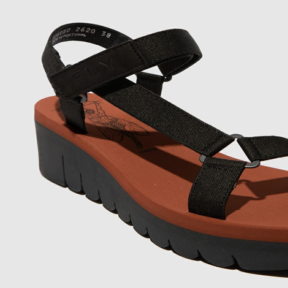 Zapatos Cuña Fly London Yefa726fly Mujer Negras | 1057-QIGVM