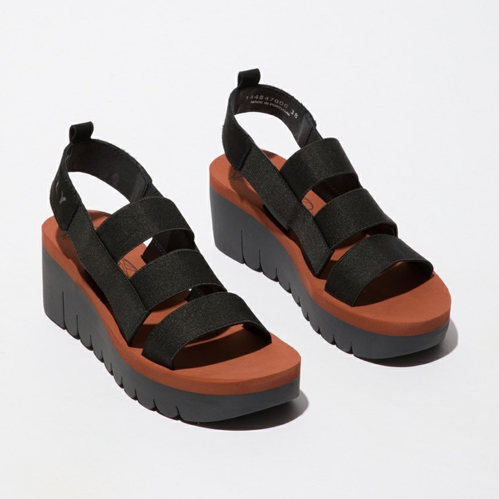Zapatos Cuña Fly London Yere847fly Mujer Negras | 2703-QESVU