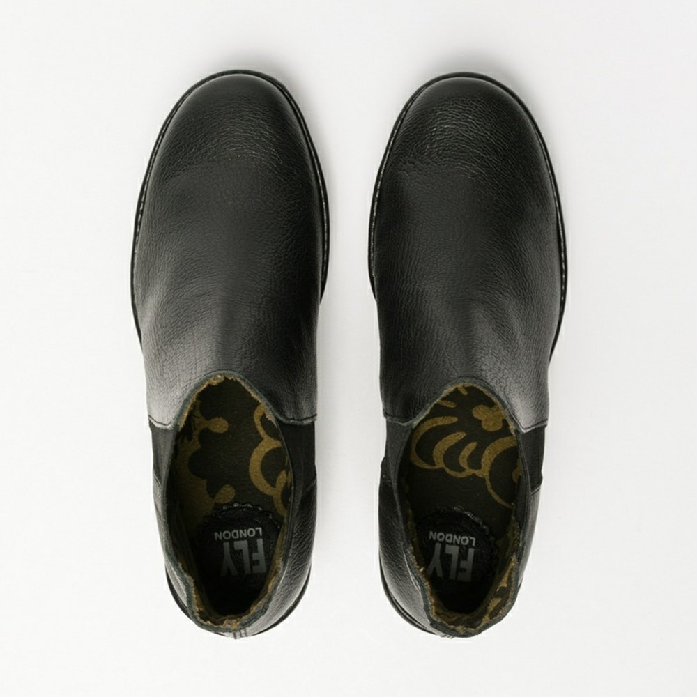 Zapatos Cuña Fly London Yoss Mujer Negras | 3510-KFUHA