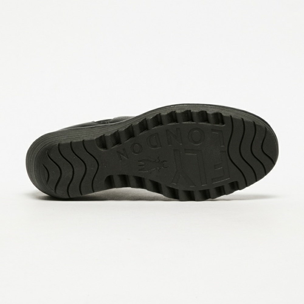Zapatos Cuña Fly London Yoss Mujer Negras | 3510-KFUHA