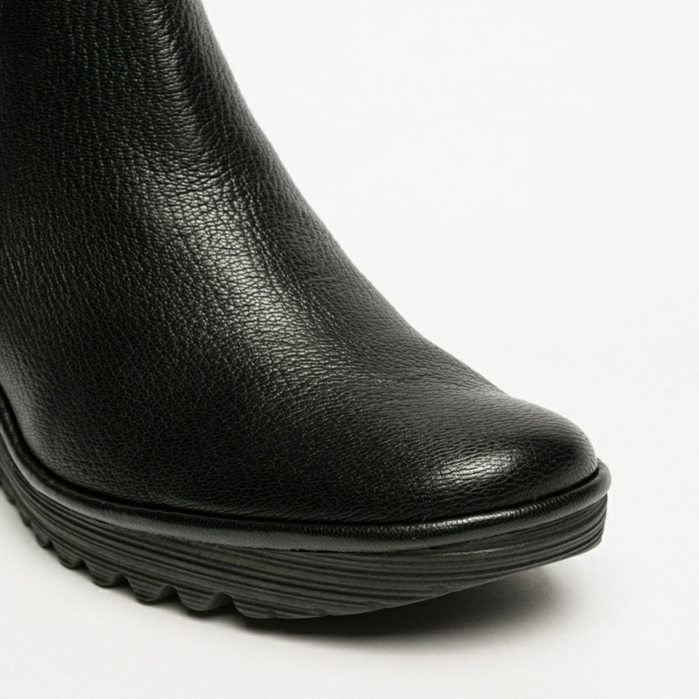 Zapatos Cuña Fly London Yoss Mujer Negras | 3510-KFUHA